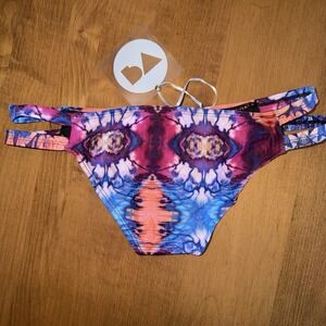 NEW Perfect Vacation Patterned Bikini Swim Bottoms Colorful Size Small